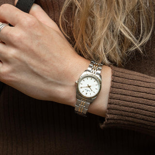 Damenuhr Dugena Paris – Bicolor Metallband & Mineralglas
