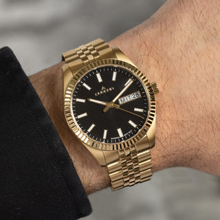 Herrenuhr Dugena Metallband Goldfarben Saphirglas