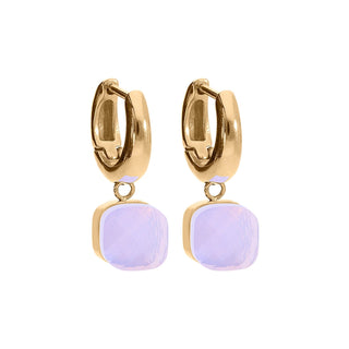 Qudo Creolen Goldplattiert Rose Water Opal