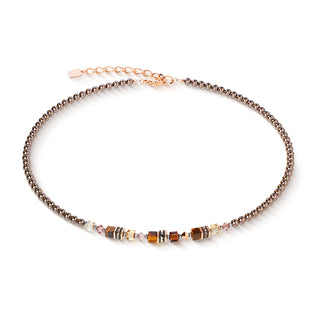 Collier Stahl rosé Tigerauge Strass