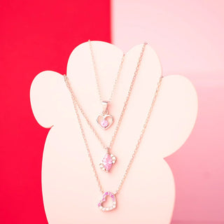 Kette 925/- rh Herz rosa Zirkonia