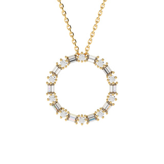 Halskette 925/- Silber vergoldet -Kreis Zirkonia Baguette