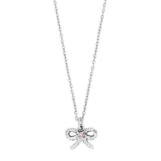 Halskette 925/- rh Schleife Zirkonia rosa