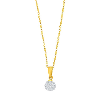Halskette 925/- Silber vergoldet - Kugel mit Zirkonia weiß