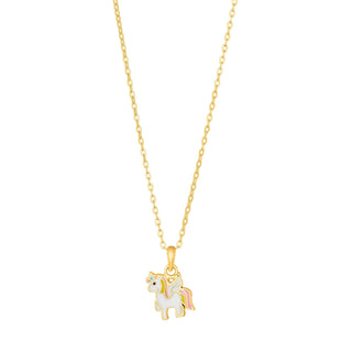 Halskette Einhorn mit Emaille 925/- vg