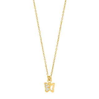 Halskette 925/- Silber vergoldet mit Schmetterling und Zirkonia