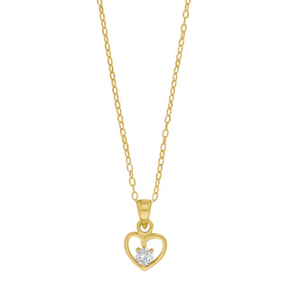Halskette Herz mit Zirkonia 925/- Silber vergoldet