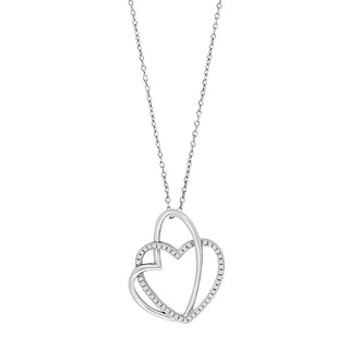 Halskette Herz in Herz 925/- Silber rhodiniert mit Zirkonia