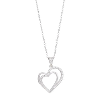 Halskette 925/- rh Herz Zirkonia
