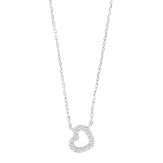 Halskette Herz und Zirkonia 925/- rh