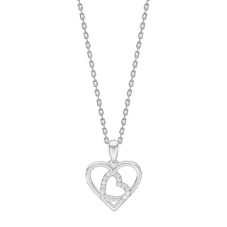 Halskette Herz in Herz 925/- Silber rhodiniert mit Zirkonia