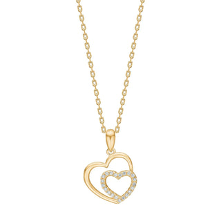 Halskette Gold mit Doppelherz-Anhänger & Zirkonia – Vergoldetes Collier