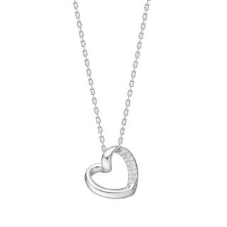 Halskette Herz geschwungen 925/- Silber rhodiniert mit Zirkonia