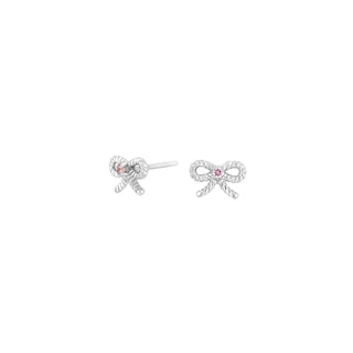 Ohrstecker 925/- rh Schleife rosa Zirkonia