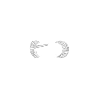 Ohrstecker Mond 925/- Sterlingsilber rhodiniert – poliert & geriffelt | 7 mm