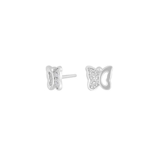 Ohrstecker Schmetterling 925/- Sterlingsilber rhodiniert – weiße Zirkonia | 6 x 7 mm