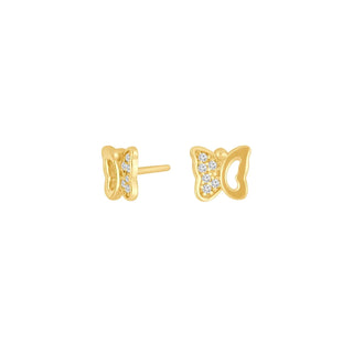 Ohrstecker Schmetterling 925/- Sterlingsilber vergoldet – weiße Zirkonia | 6 mm