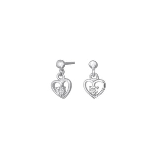 Ohrstecker mit Herz/Zirkonia 925/- Silber rh