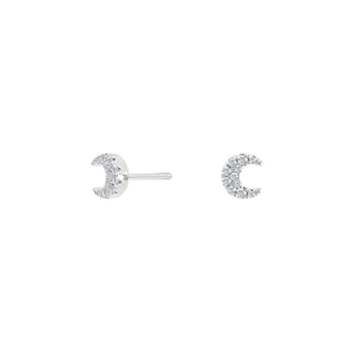 Ohrstecker Silber 925 rhodiniert – Mond mit weißen Zirkonia | 5mm