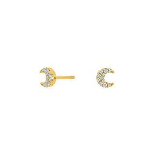Ohrstecker Mond 925/- Sterlingsilber vergoldet – weiße Zirkonia | 5 x 5,5 mm