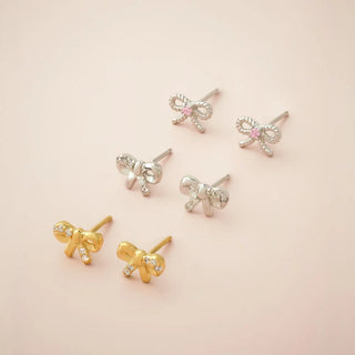 Ohrstecker 925/- rh Schleife rosa Zirkonia