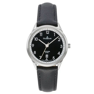 Damenuhr Dugena Slim Line Schwarz Lederband