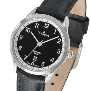 Damenuhr Dugena Slim Line Schwarz Lederband