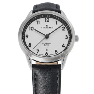 Damenuhr Dugena Slim Line Lederband schwarz