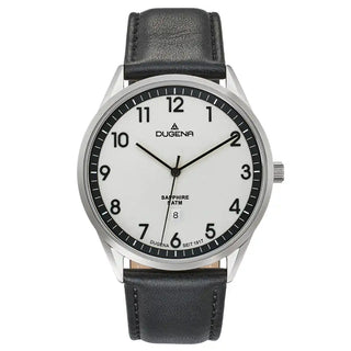 Armbanduhr Dugena Slim Line Lederband Stahl