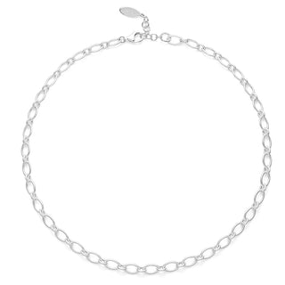 Collier aus rhodiniertem 925er Silber von Bastian Inverun, Modell River Flow, mit kunstvoll verbundenen Ovalgliedern – Art. 10015543