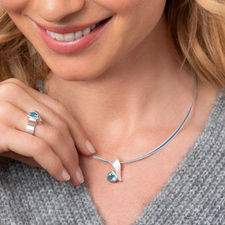 Bastian Inverun Anhänger Blue Triangle 925/- Silber Blautopas