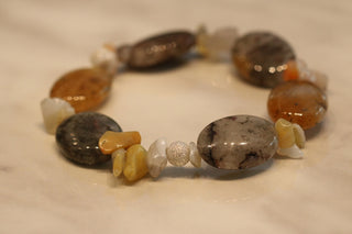 Armband 925/- Kugel Achat / Pyritquarz