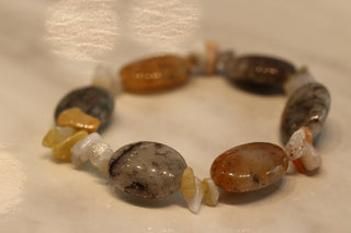 Armband 925/- Kugel Achat / Pyritquarz