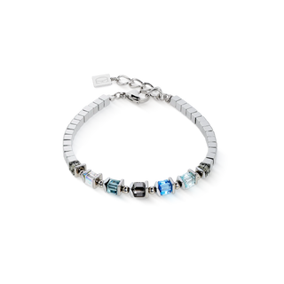 Coeur de Lion Armband Sparkling Cubes Fusion Chain silber-blau