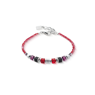 Coeur de Lion Armband Wave Cube Flow silber-rot