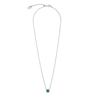 Coeur de Lion Birthstone Halskette Mai grüner Achat Silber