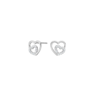 Ohrstecker 925/- rh Herzen mit Zirkonia