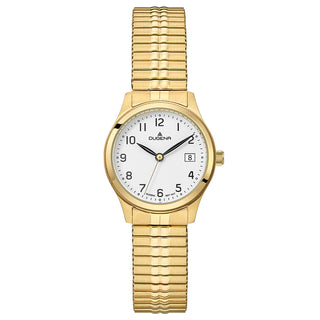 Damenuhr Dugena Zugband Goldfarben Mineralglas