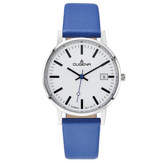 Damenuhr Dugena Moma Lederband blau
