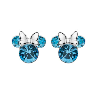 Ohrstecker Minnie Mouse Silber 925 Crystal Hellblau