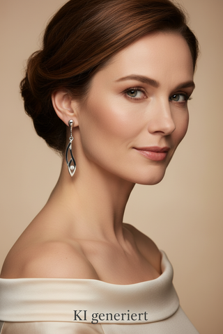 Elegantes Modell mit Ohrhängern – KI generiert