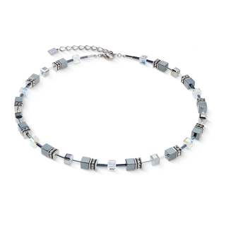 Halskette Stahl Hämatit Kristalle Strass