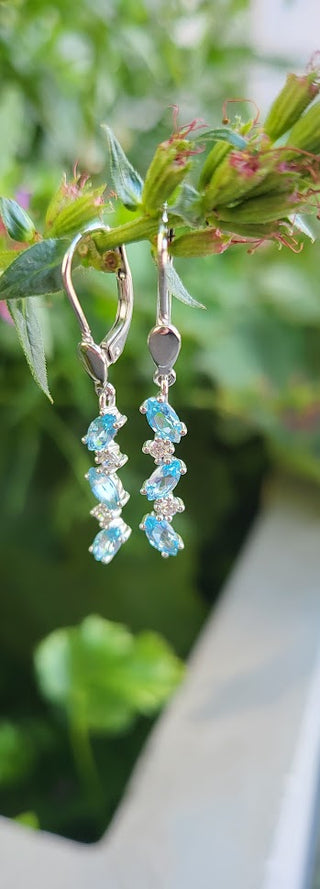 Ohrhänger 333/- WG Blautopas/Zirkonia
