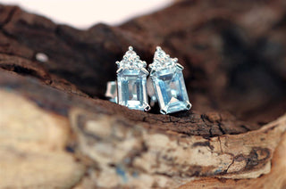 Ohrstecker 750/- WG Aqua 0,80ct Brill 0,09 Gvs
