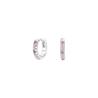 NOA Kids Kinder-Creolen 30458010900 aus rhodiniertem 925 Silber mit rosa, pinken und weißen Zirkonia, 1 Paar