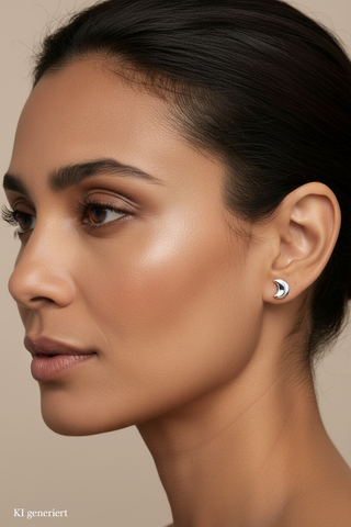 Modelbild Halbmond-Ohrstecker Silber – KI generiert