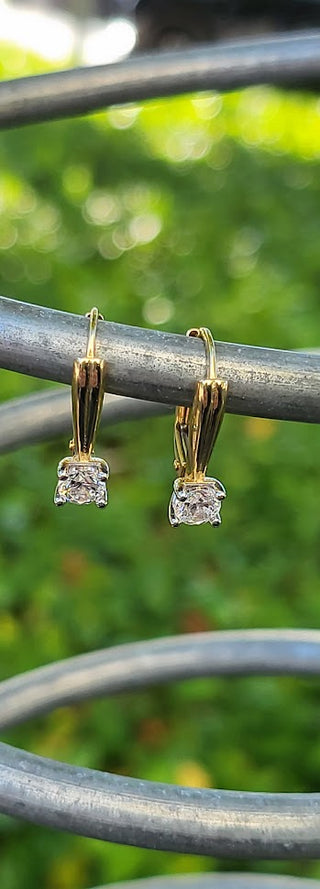 Kurze Ohrhänger Zirkonia 585/- Gold