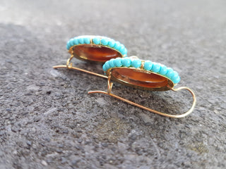 Ohrhänger 925/. vg Muschelkamee, Türkispasta