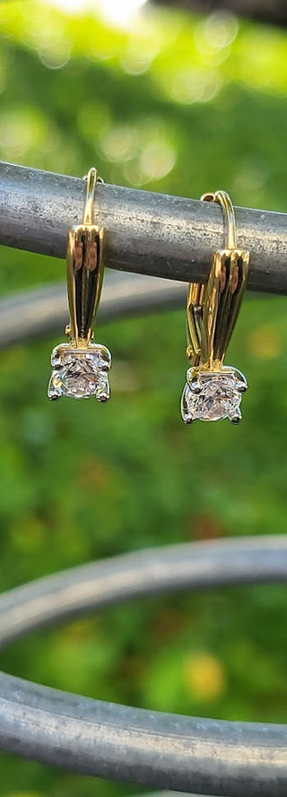 Kurze Ohrhänger Zirkonia 585/- Gold