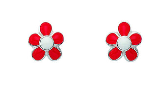 Ohrstecker 925/- rh Blume rot/weiß